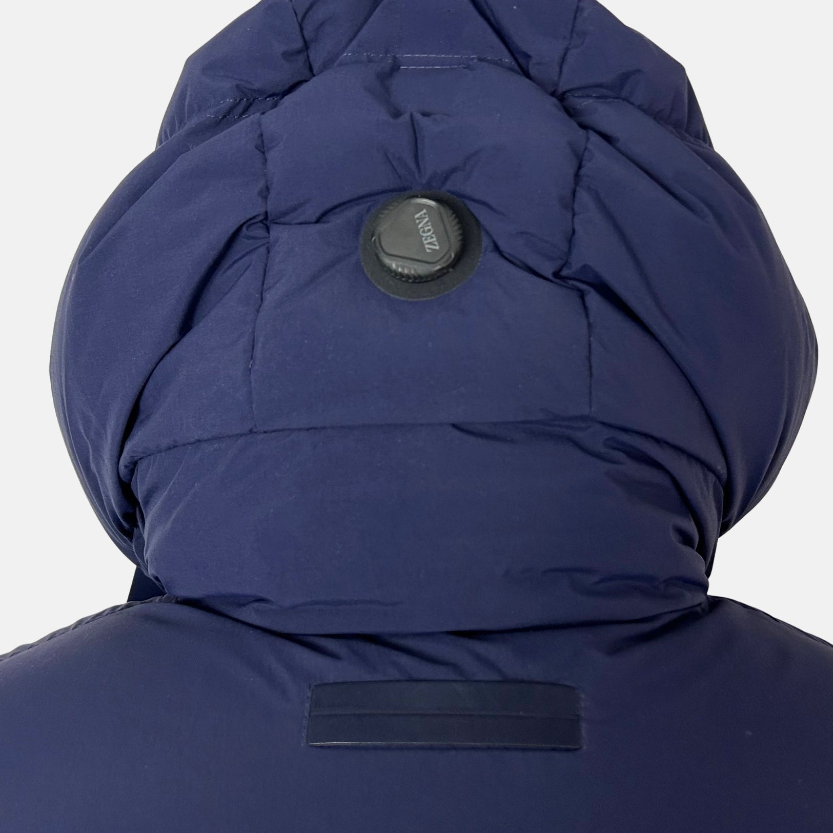 Navy Hooded Down Jacket made of Polyamide/Goose Down/Feathers (EU 48)