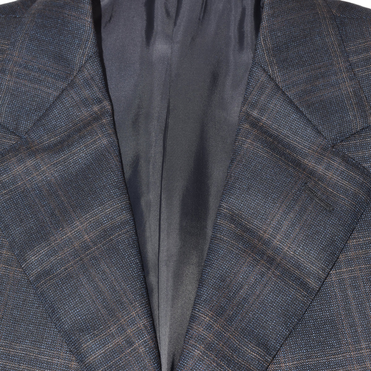 Blue/Grey Checked Wool/Cashmere Blazer (EU 52)