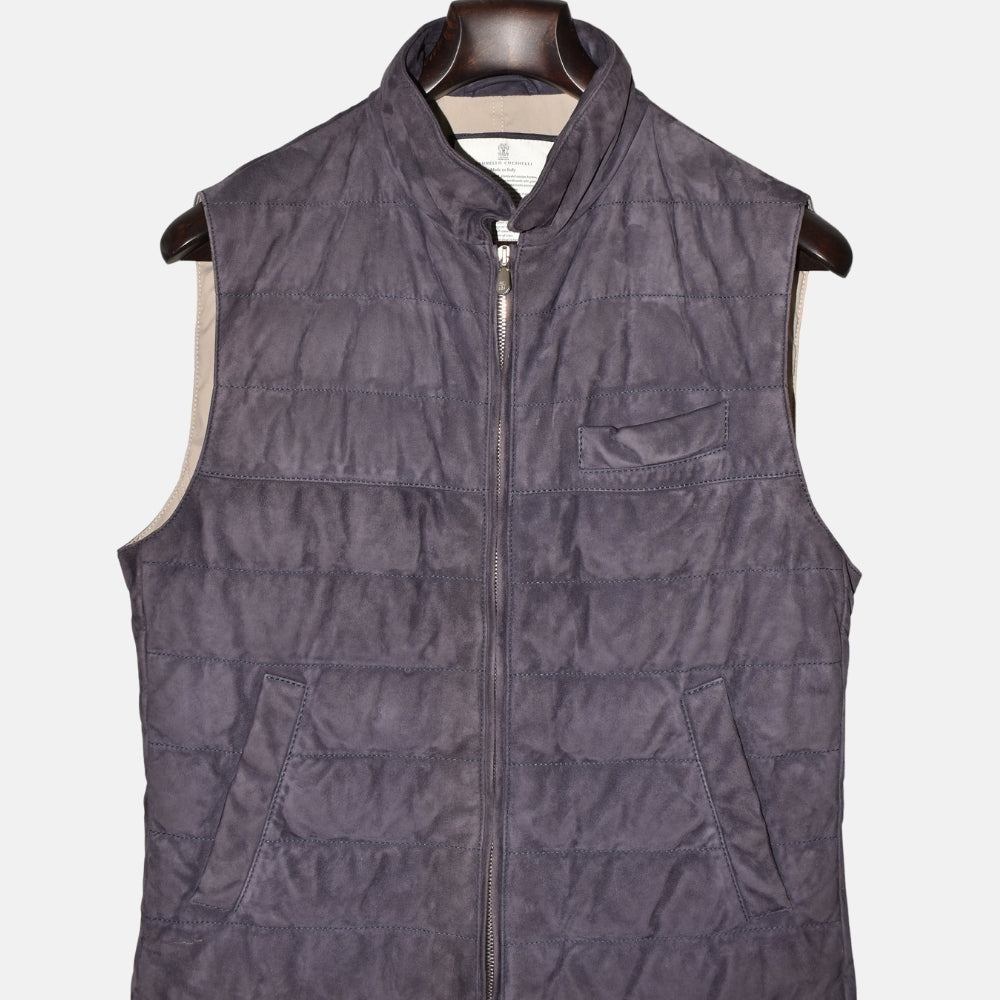 Blue Suede Down Vest (M)