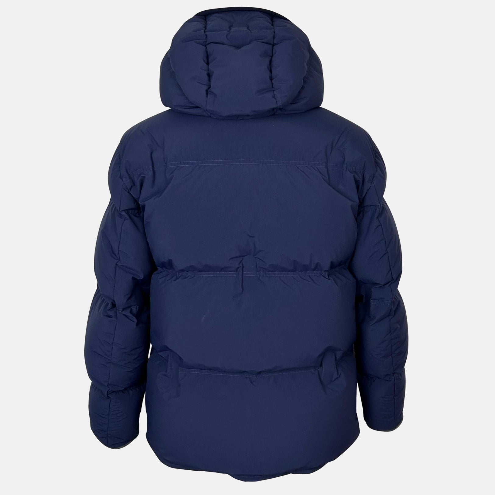 Navy Hooded Down Jacket made of Polyamide/Goose Down/Feathers (EU 48)