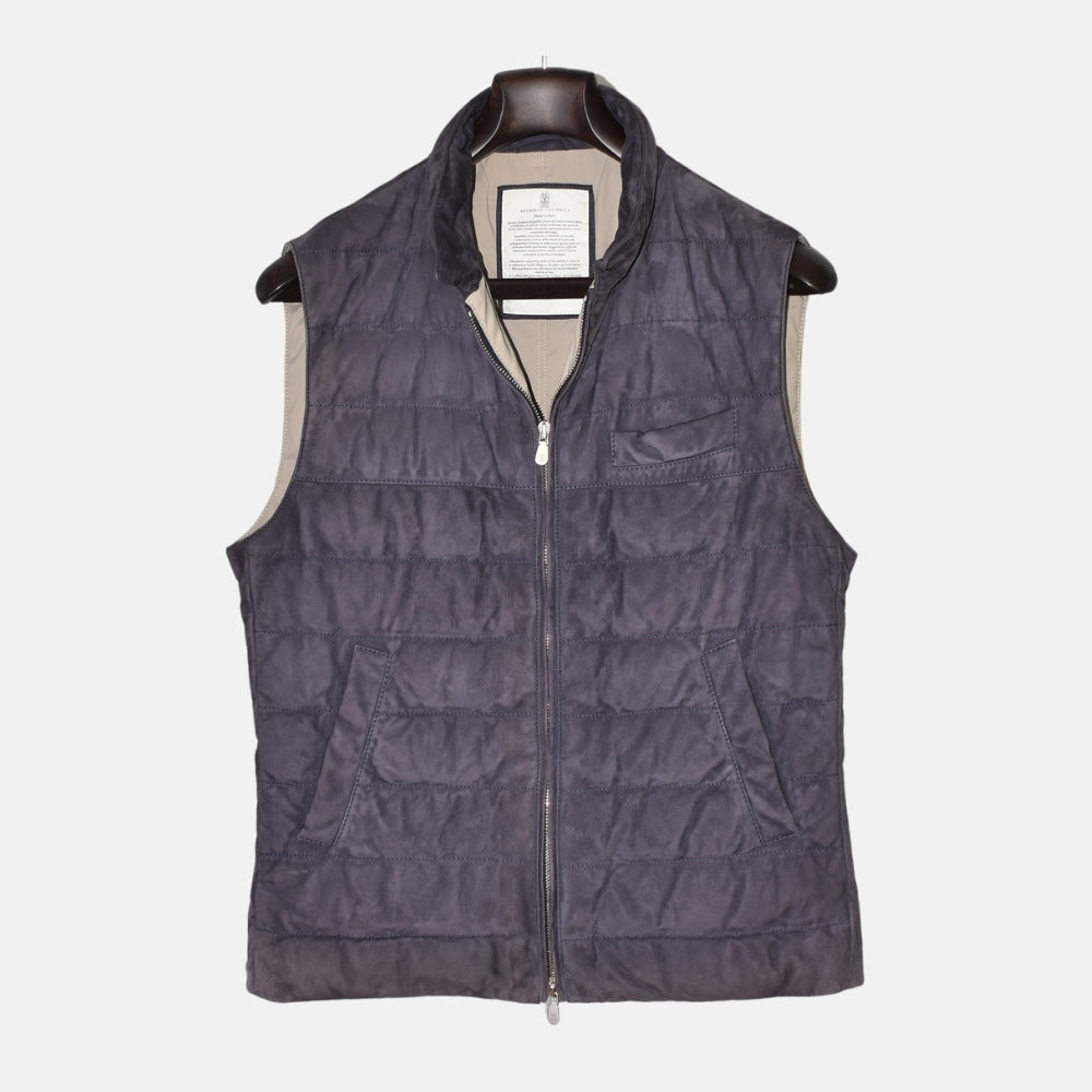 Blue Suede Down Vest (M)
