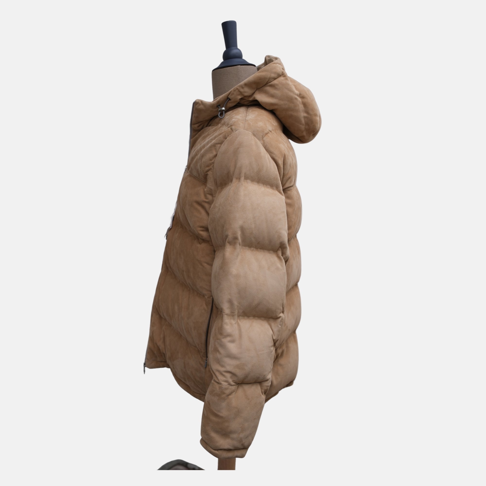 Beige/Brown Suede Down Jacket (M)