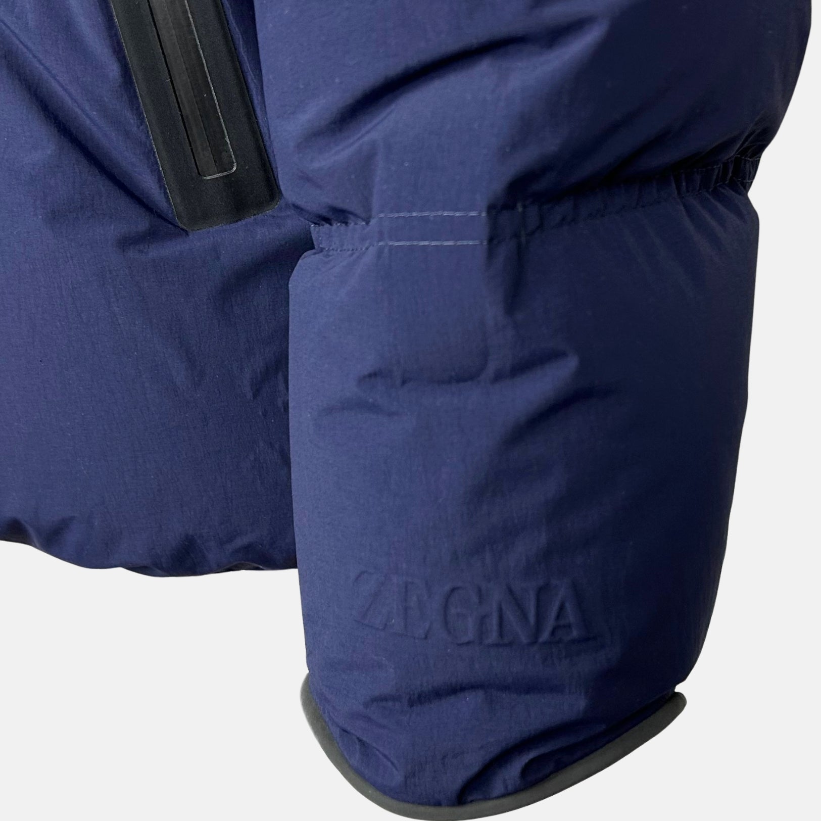 Navy Hooded Down Jacket made of Polyamide/Goose Down/Feathers (EU 48)