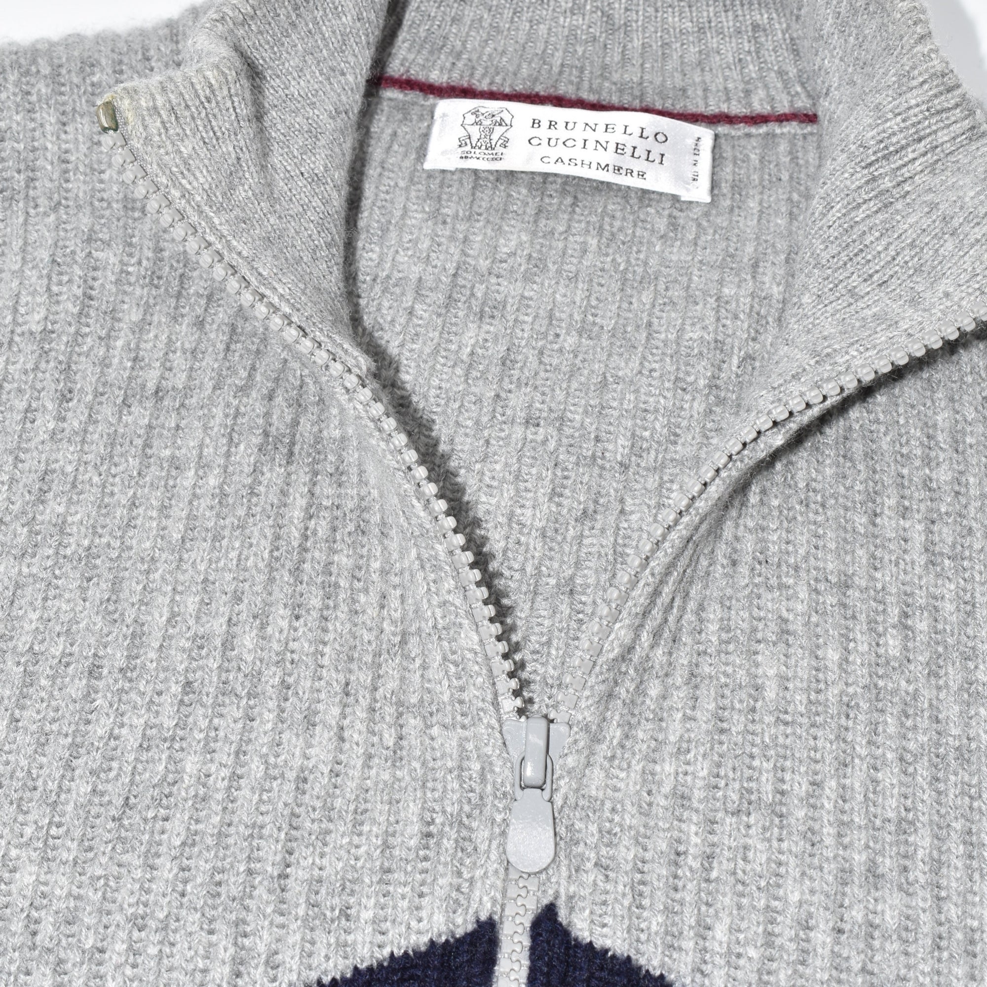 Grey/Navy Cashmere Zipper-Jacket (EU 48)