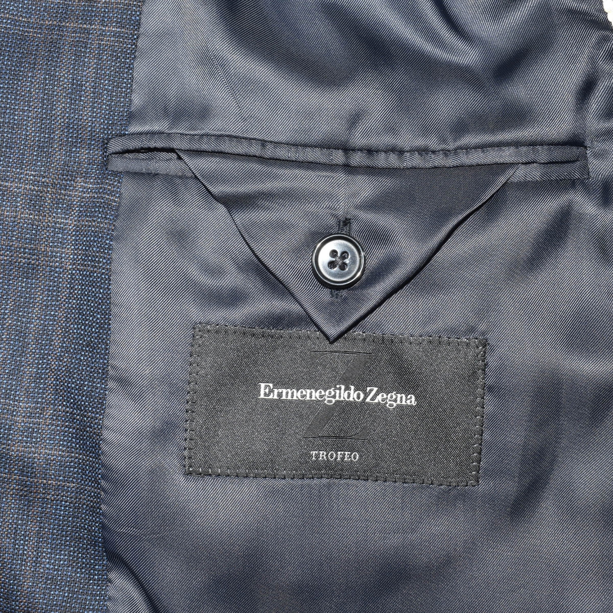 Blue/Grey Checked Wool/Cashmere Blazer (EU 52)