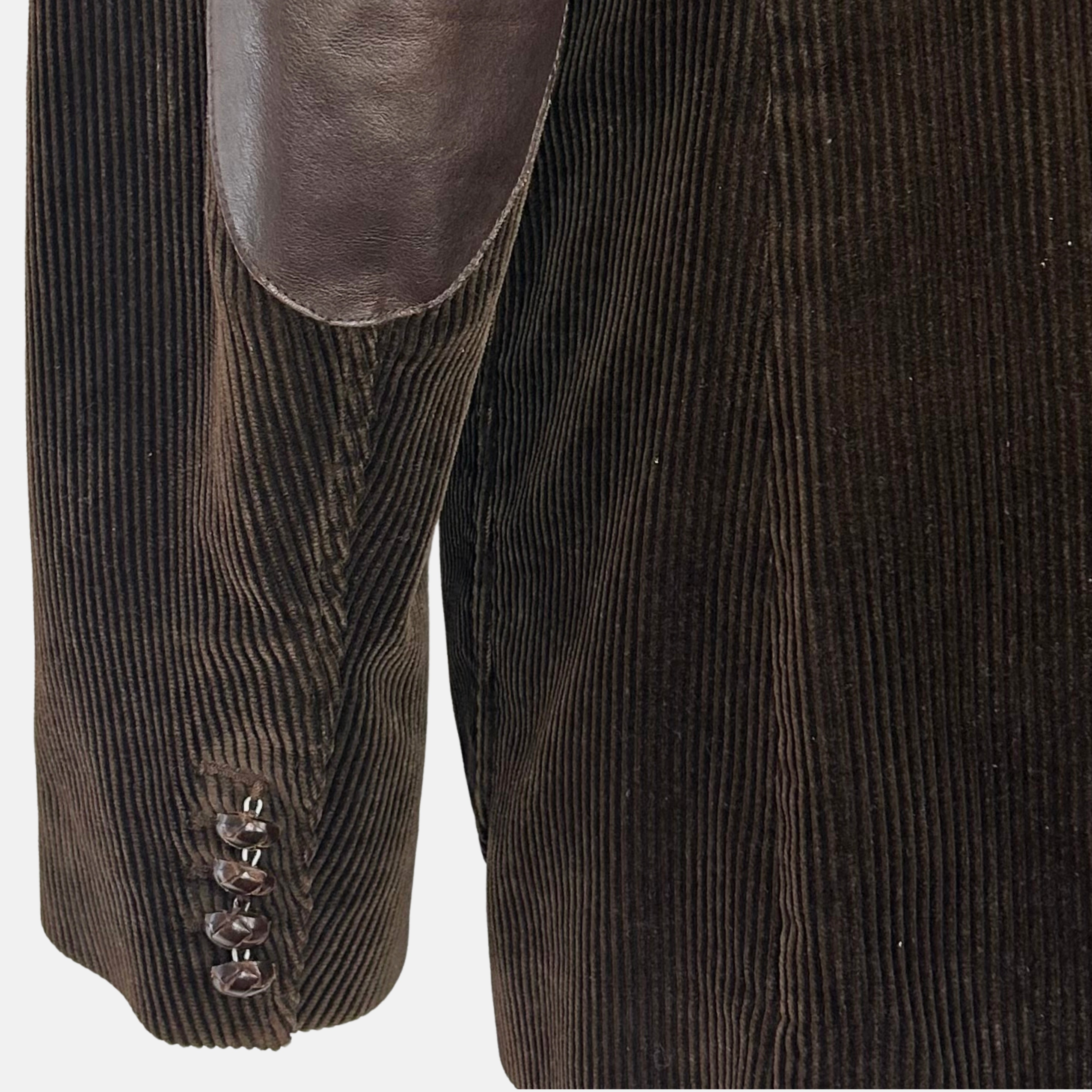 Brown Corduroy Blazer made of Cotton/Leather Details (EU 54)