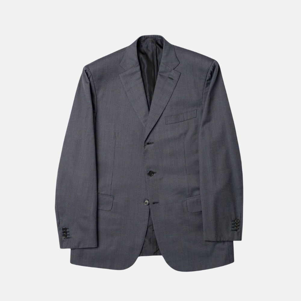 Navy Blue Wool Suit with Light Stripes (EU 52)