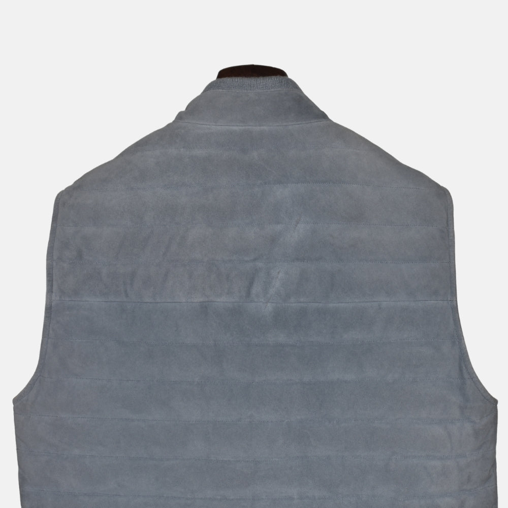 Light Blue Down Vest made of Suede (L)