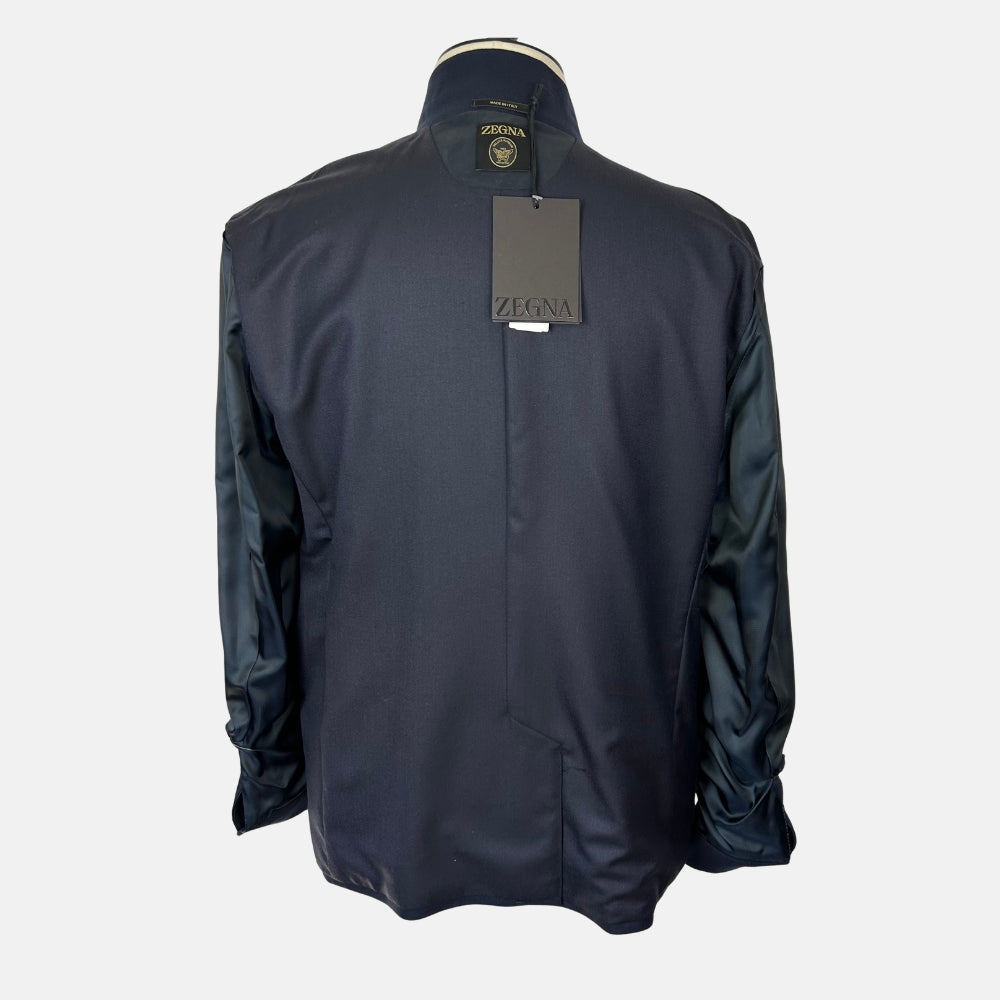 Navy Wool Jacket "Il Conte" made of Wool (Vellus Aureum) (EU 54)