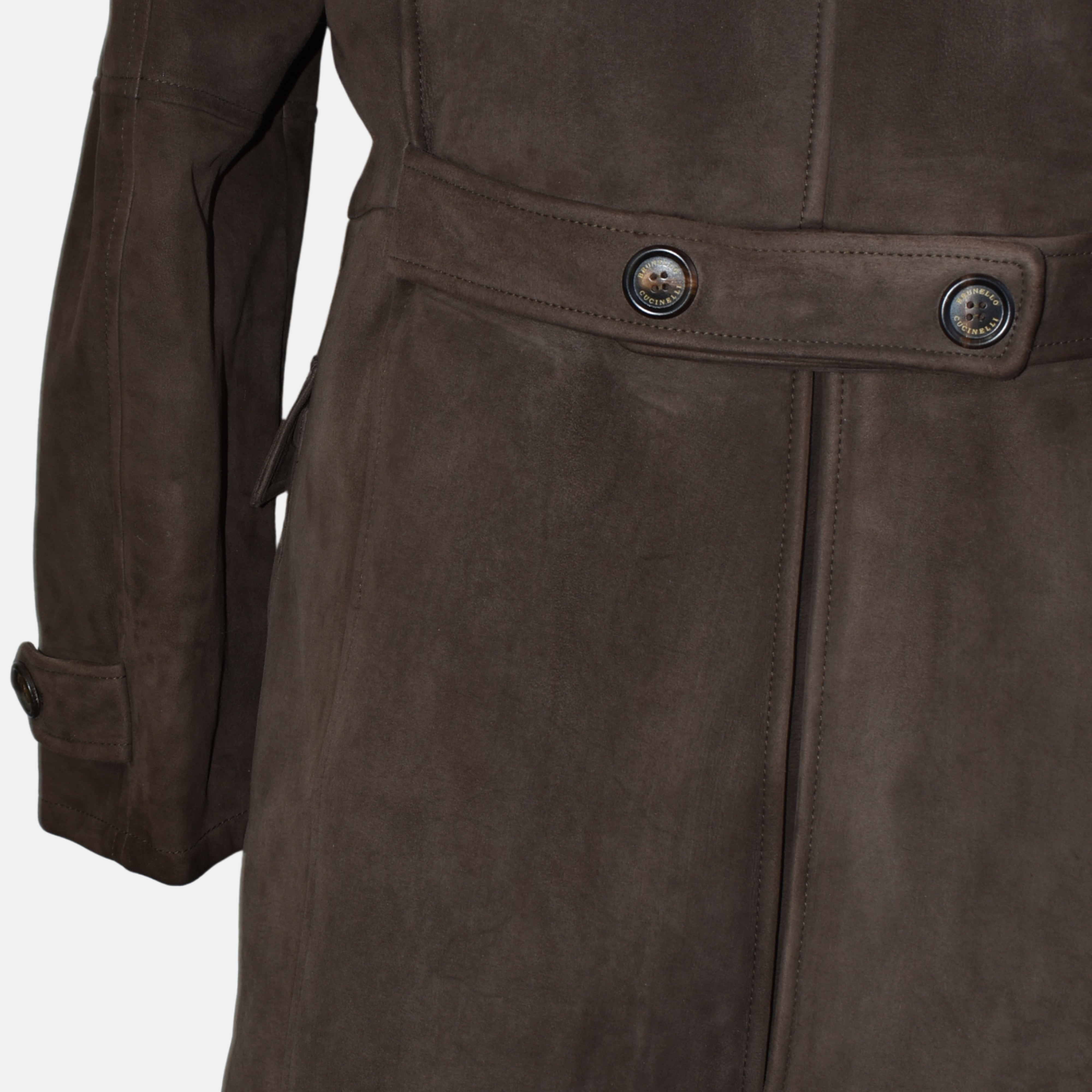 Brauner Shearling-Mantel (XL)