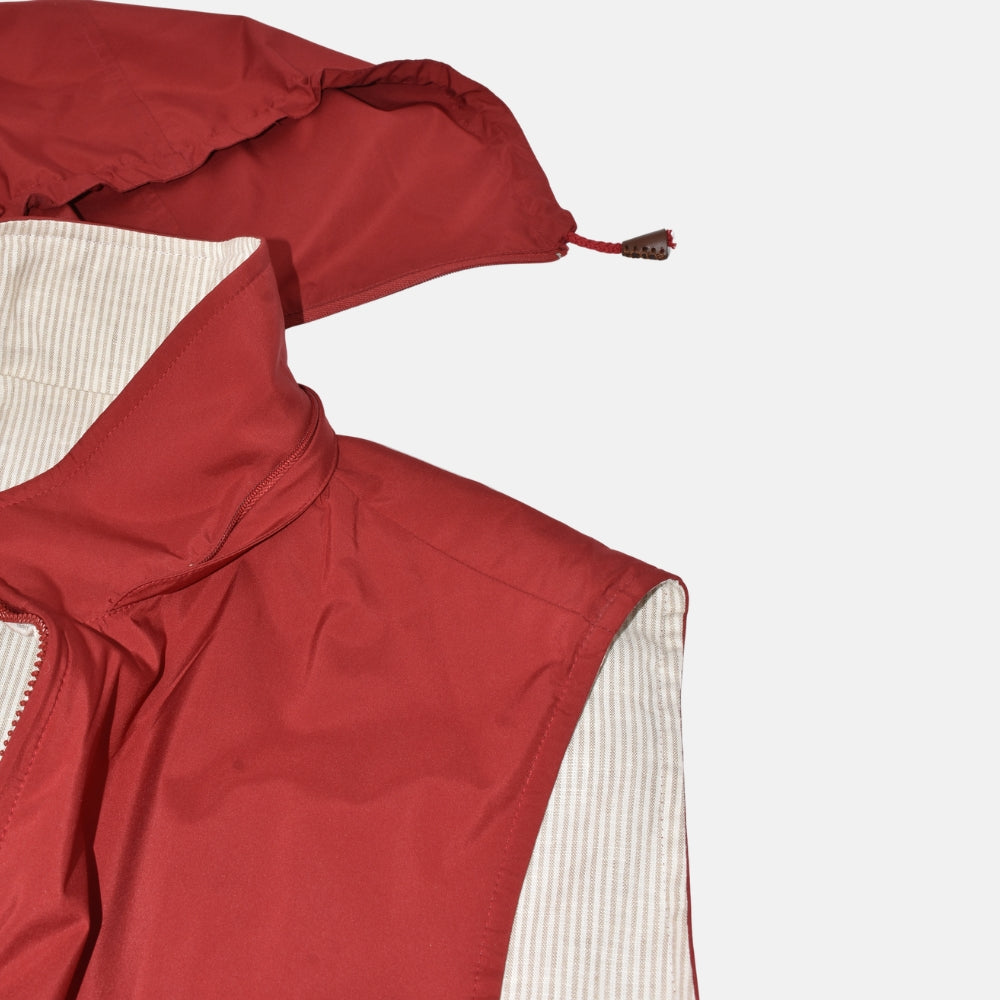 Red-Offwhite/Striped Reversible Vest (S)