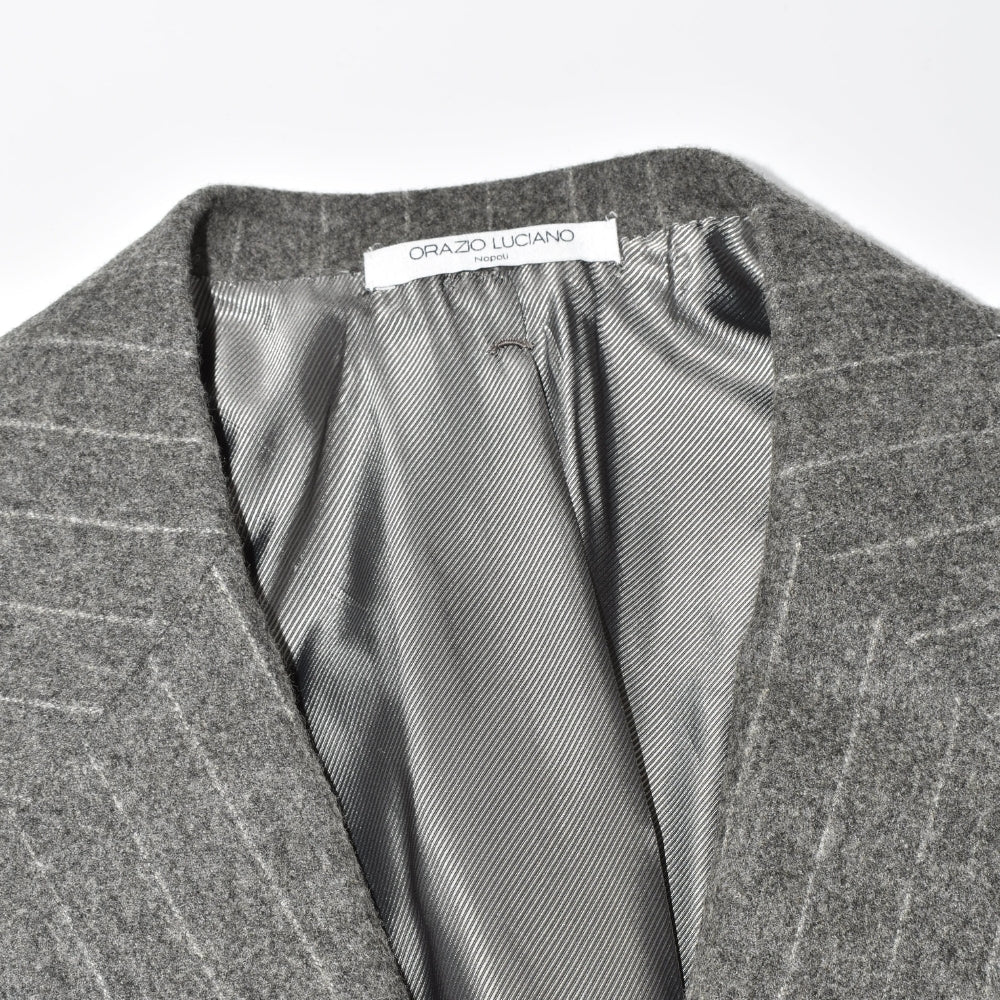 Grey Chalkstripe Double-Breasted Blazer made of Wool (EU 64)
