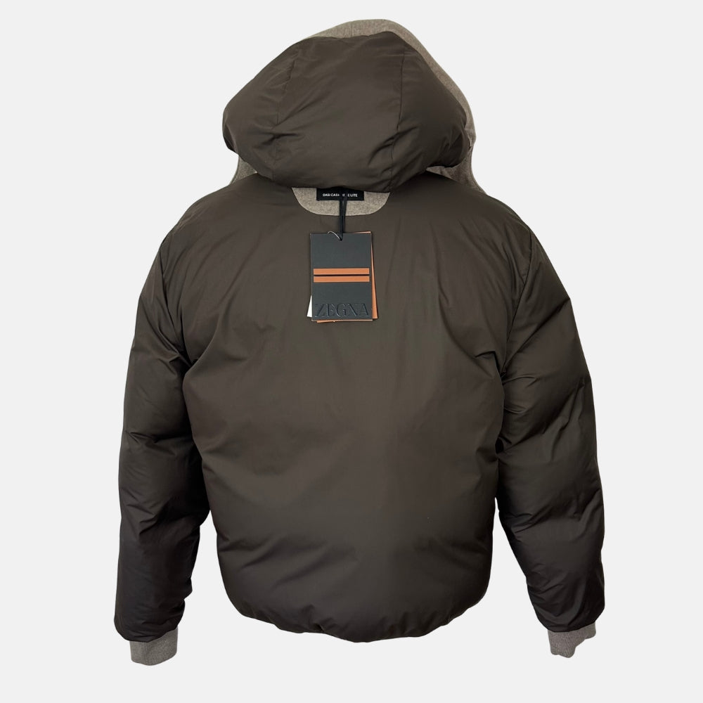 Greige Down Quilted Cashmere Jacket (EU 48)