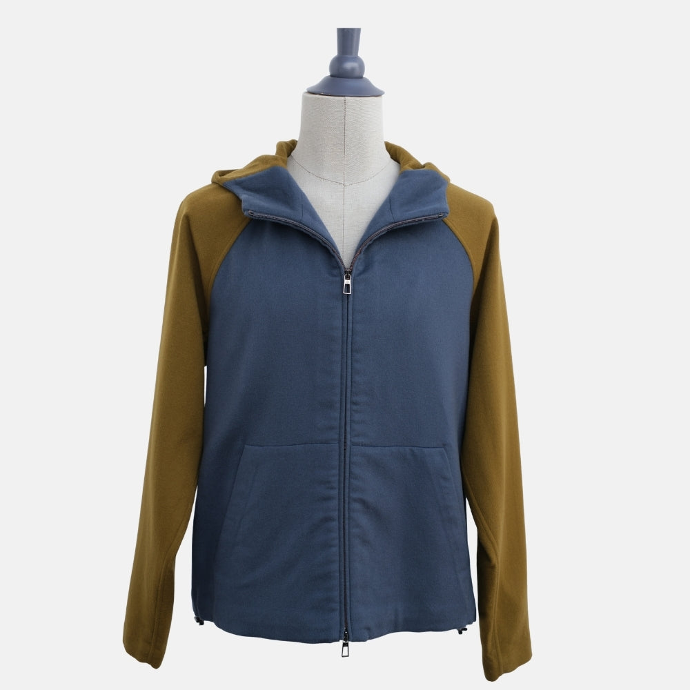 Bi-Color Cashmere Hoodie Jacket (L)