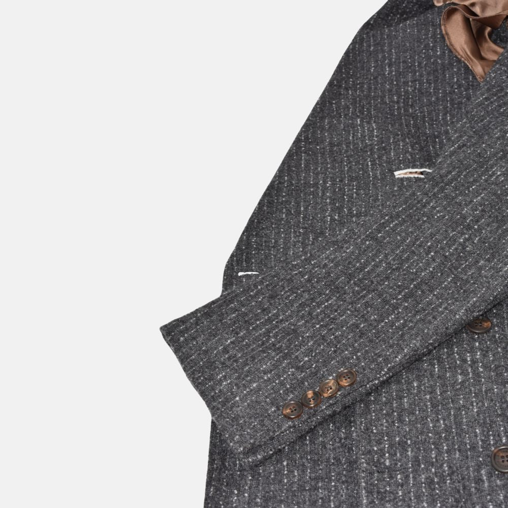 Gray-White Striped Double Breasted Blazer made of Alpaca/Wool/Polyamide/Cashmere (EU 52)
