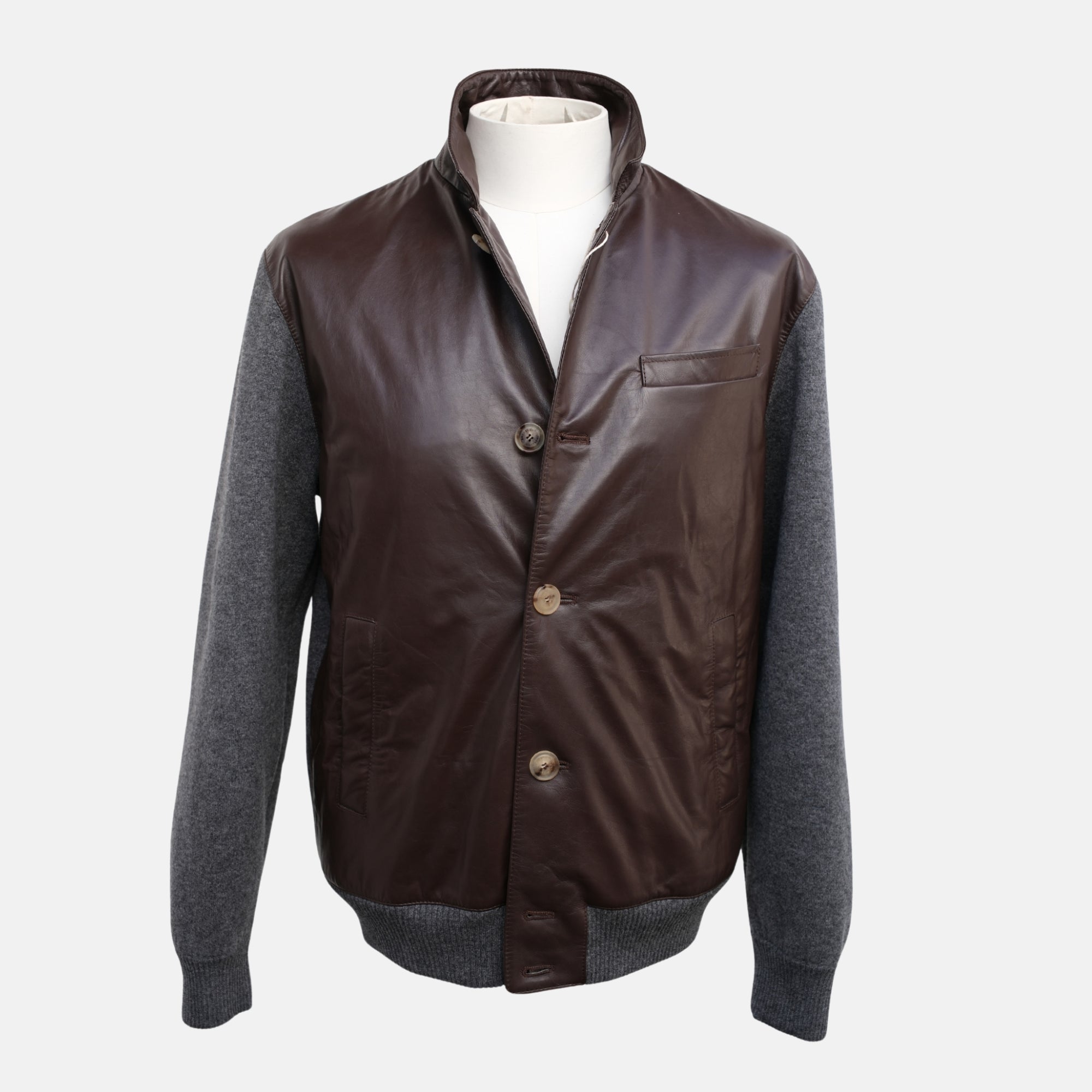 Grey/Brown Leather Jacket (M)