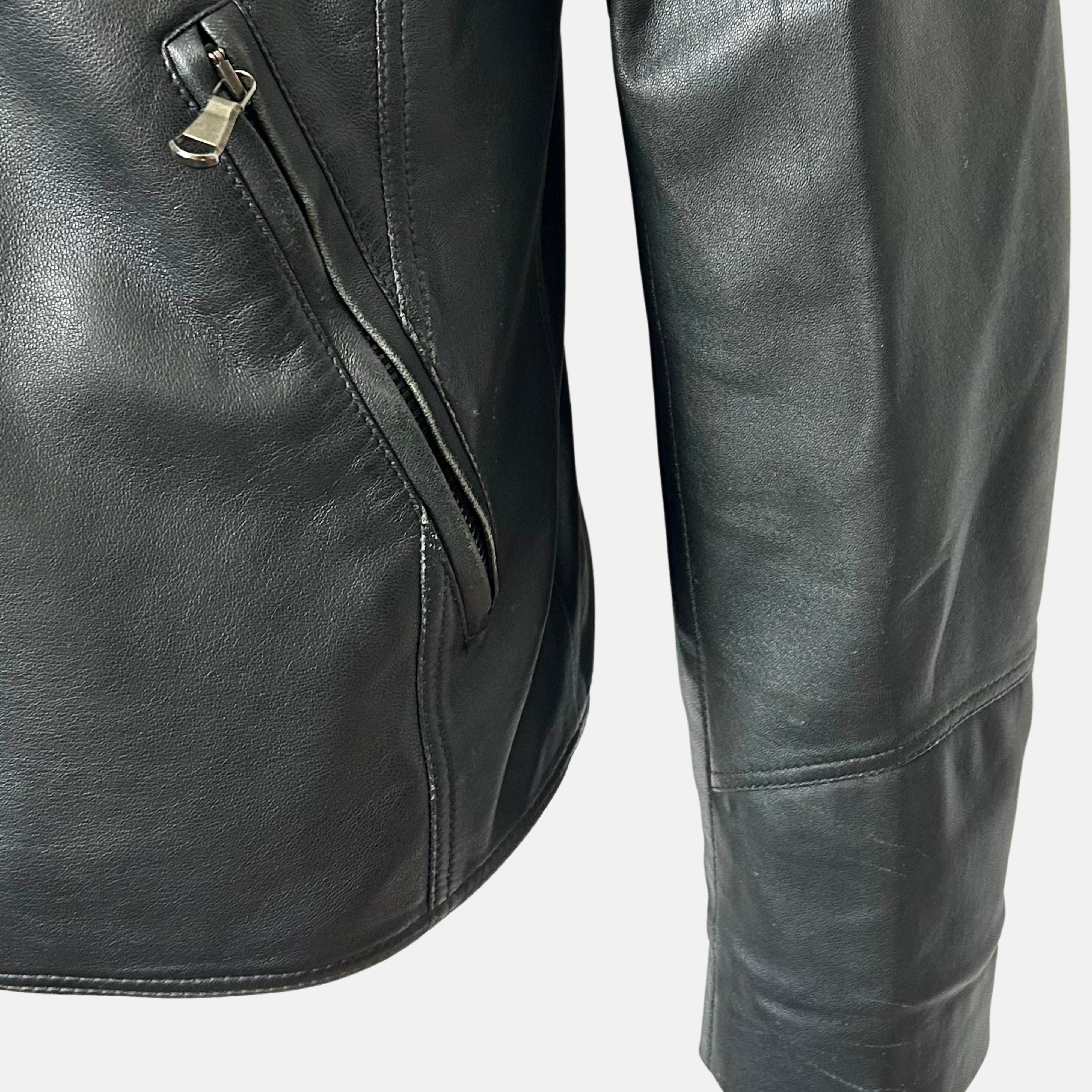 Black Biker Jacket made of Leather (EU 48)