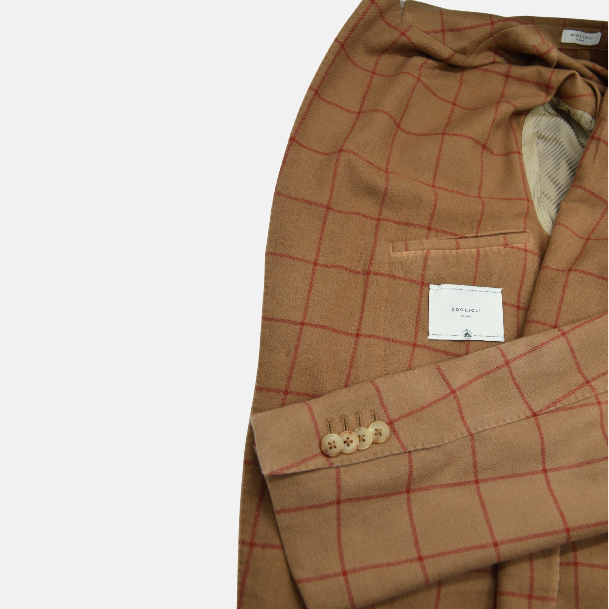 Brown/Red Checked Suit made of Wool/Cashmere (48)