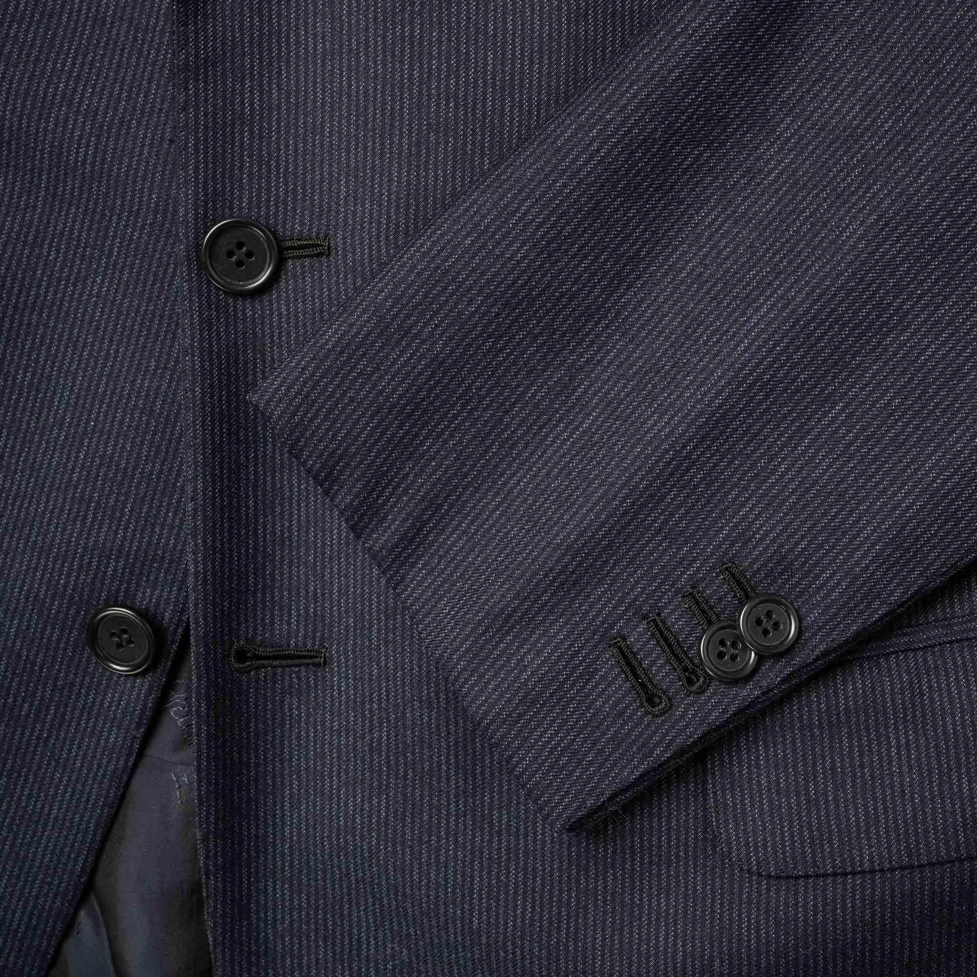 Navy Blue Wool Suit with Light Stripes (EU 52)