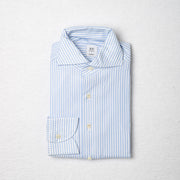 White / Blue Striped Linen Shirt (37)