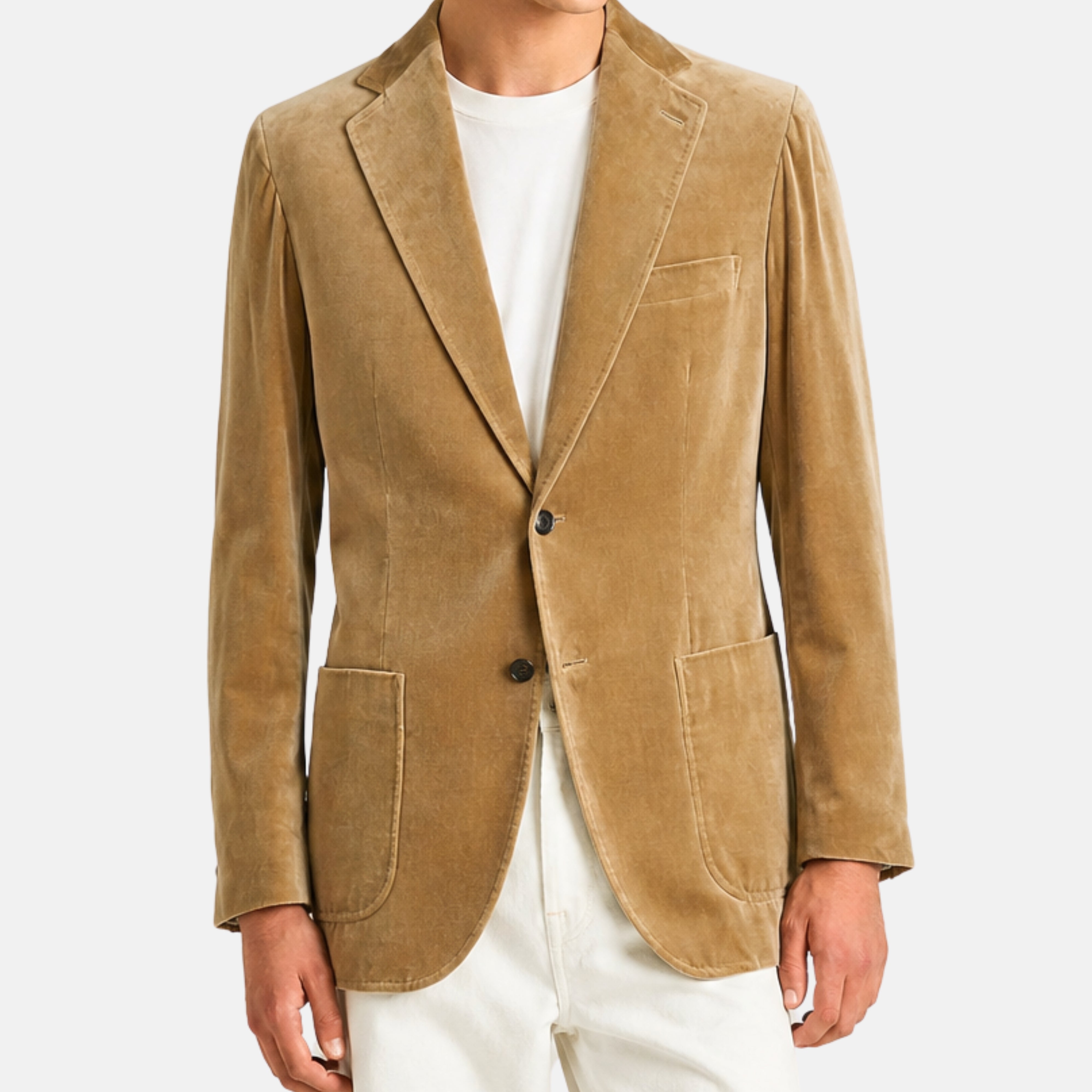 Beige Velvet Blazer made of Cotton/Modal (EU 50)