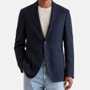 Midnight Blue Seersucker Blazer made of Silk (EU 50, EU 52)