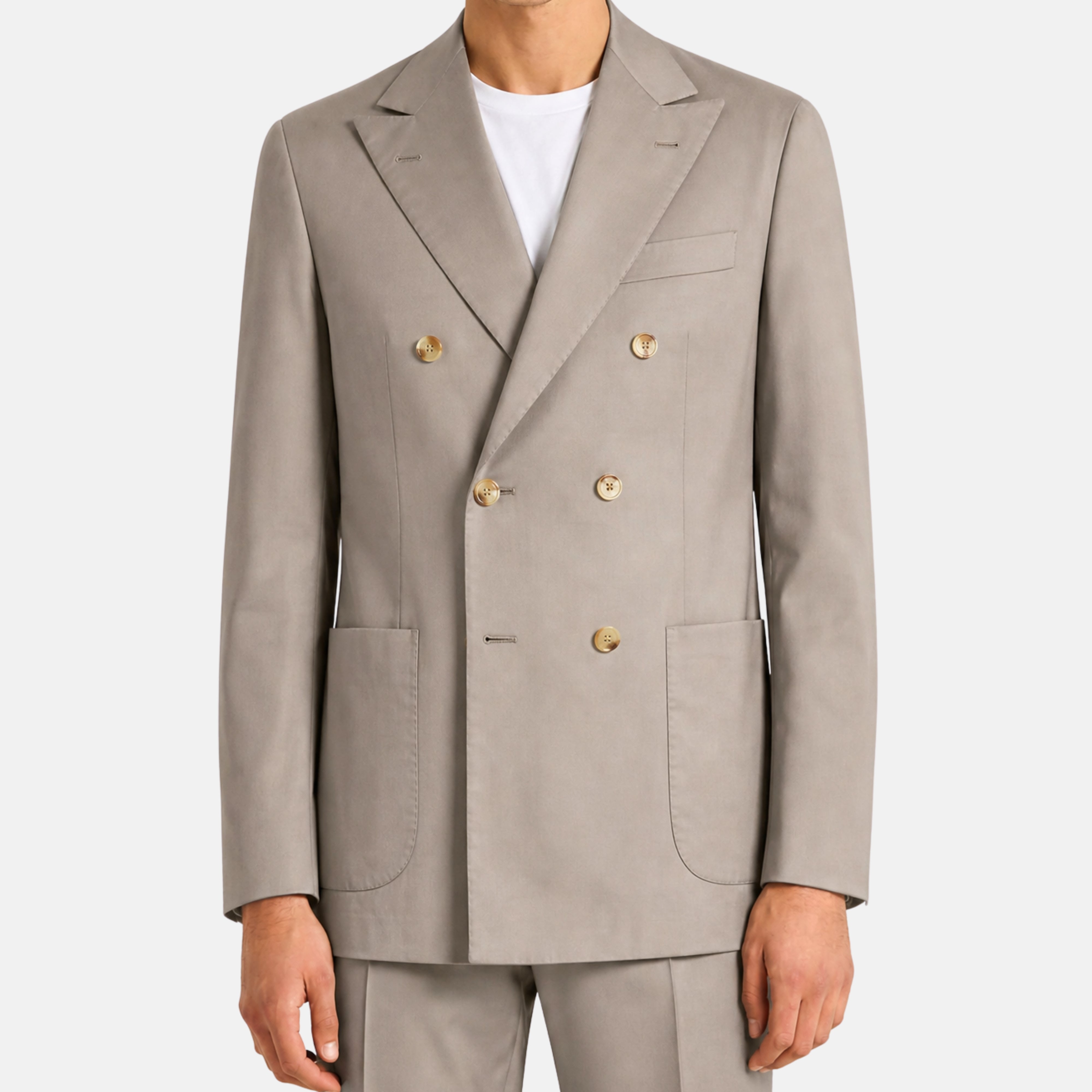 Beige Double Breasted Suit made of Cotton (EU 46, EU 48, EU 50, EU 52)