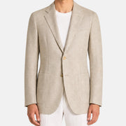 Beige Herringbone Blazer made of Wool/Silk/Linen (EU 48, EU 52)