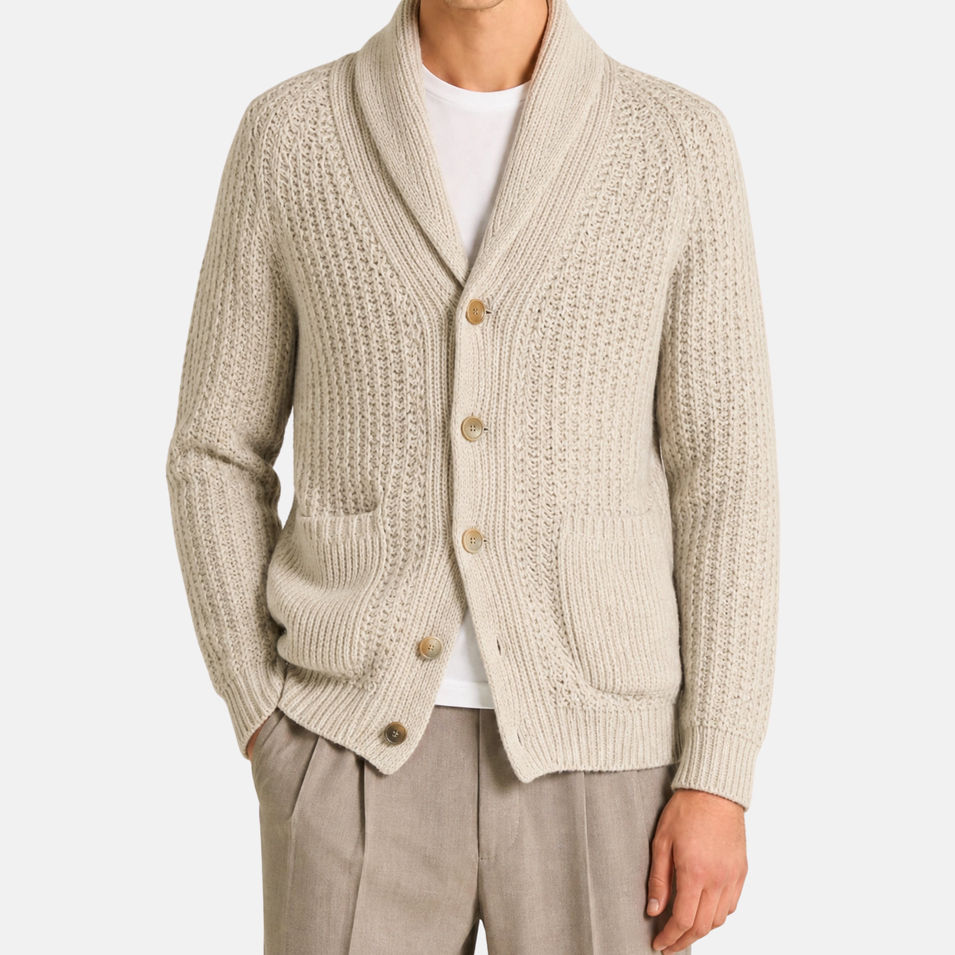 Ecru Cardigan made of Cotton/Wool (EU 50, EU 52)