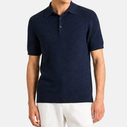 Navy Poloshirt made of Cotton/Silk/Cashmere (EU 52)