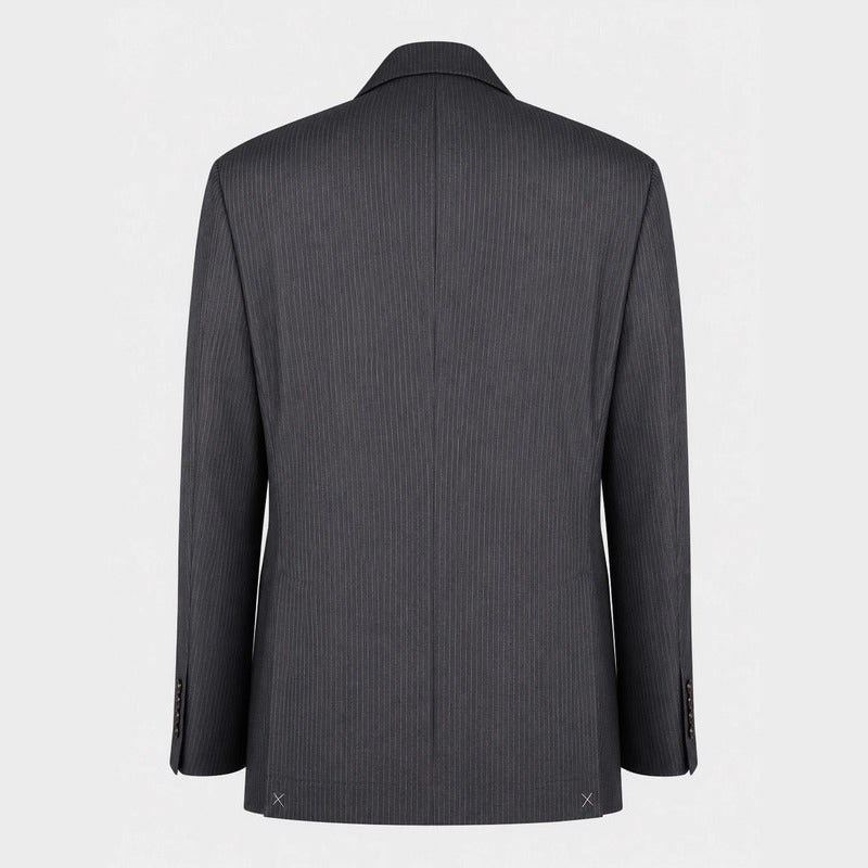 Brunello Cucinelli Grey Pinstripe Virgin Wool Jacket – pre-owned luxury menswear at Sanpetuna