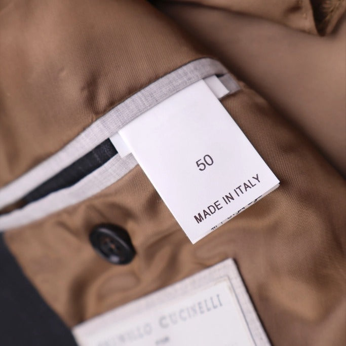 Brunello Cucinelli Grey Pinstripe Virgin Wool Jacket – pre-owned luxury menswear at Sanpetuna