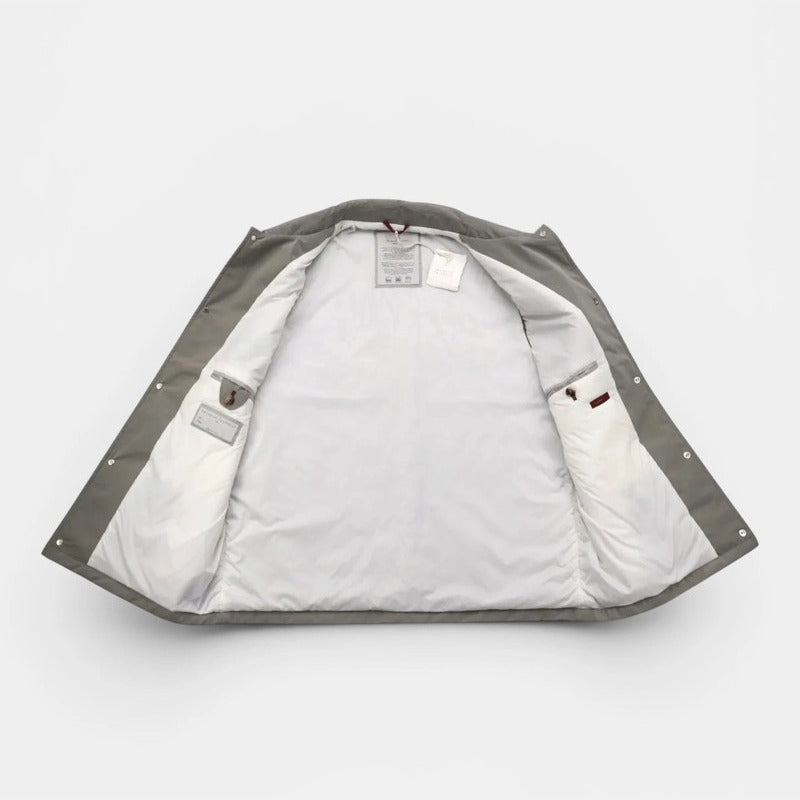 Brunello Cucinelli Beige Water-Resistant Snap-Front Vest – pre-owned luxury menswear at Sanpetuna