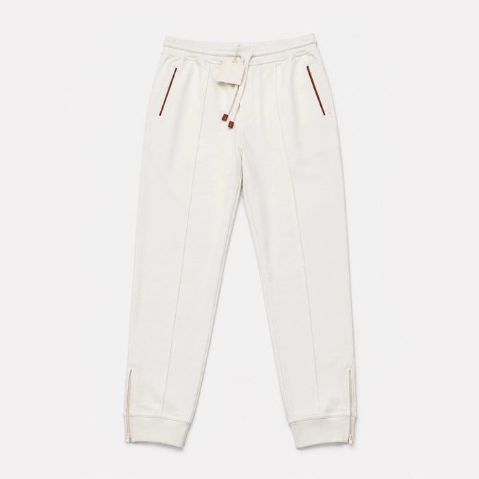 Beige/White Cotton Jogger Sweatpants (XS)