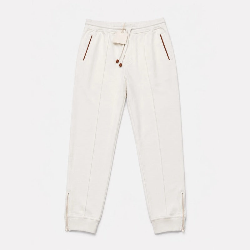 Brunello Cucinelli Beige/White Cotton Jogger Sweatpants – pre-owned luxury menswear at Sanpetuna