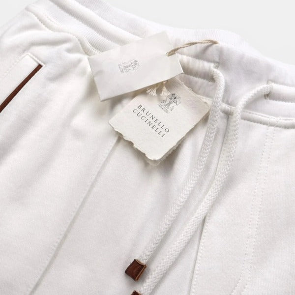 Brunello Cucinelli Beige/White Cotton Jogger Sweatpants – pre-owned luxury menswear at Sanpetuna
