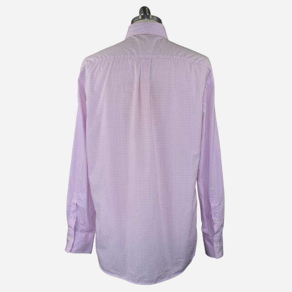 White-Pink Cotton Checked Shirt