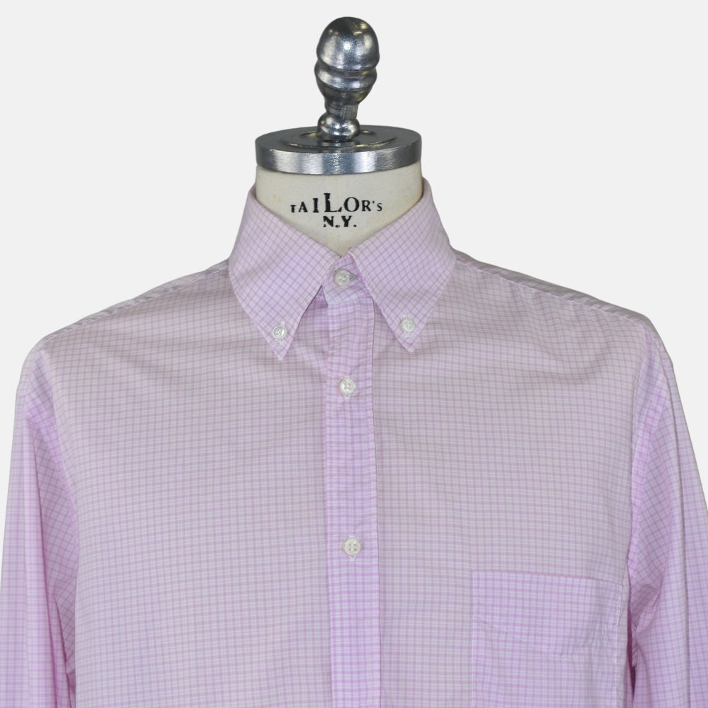White-Pink Cotton Checked Shirt