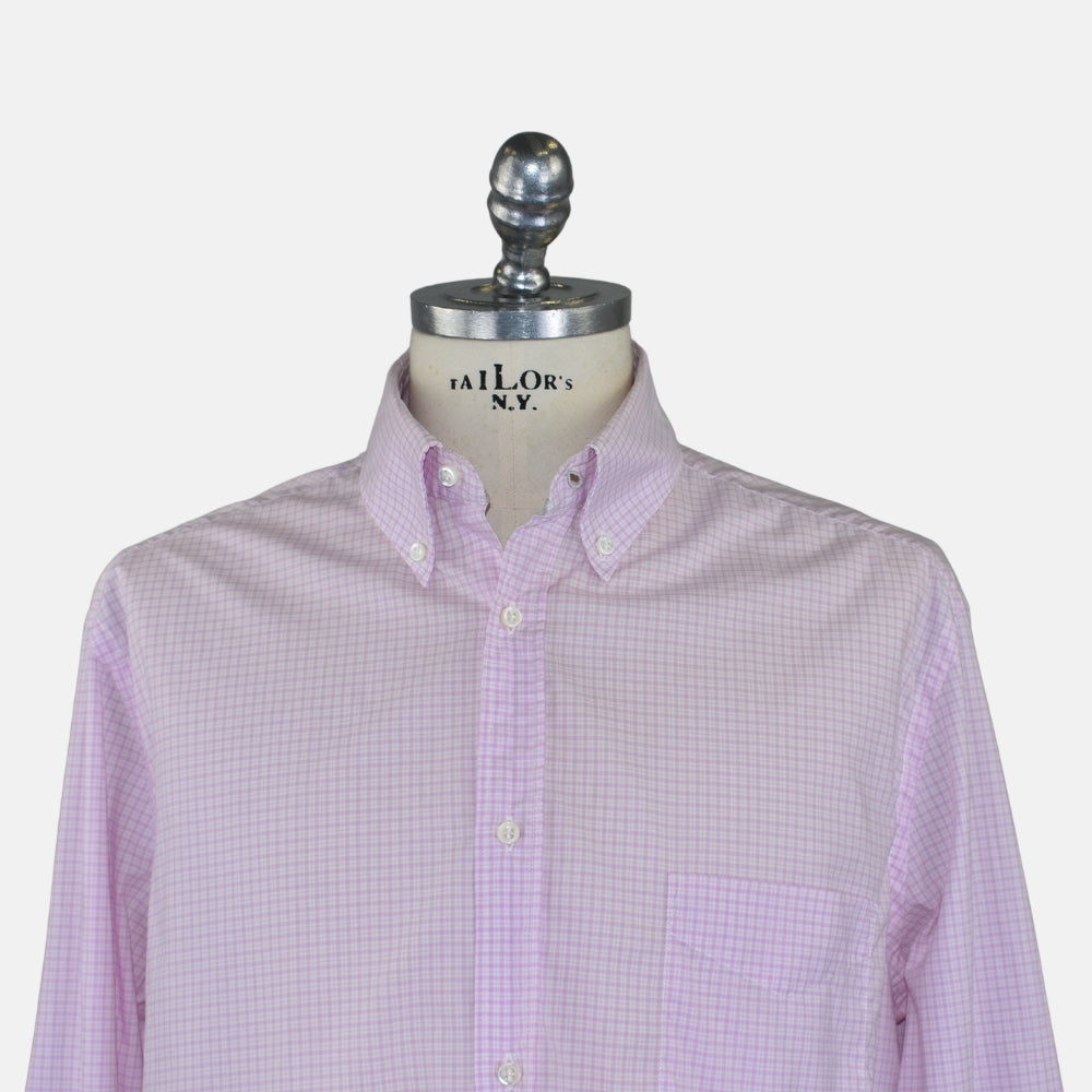 White-Pink Cotton Checked Shirt