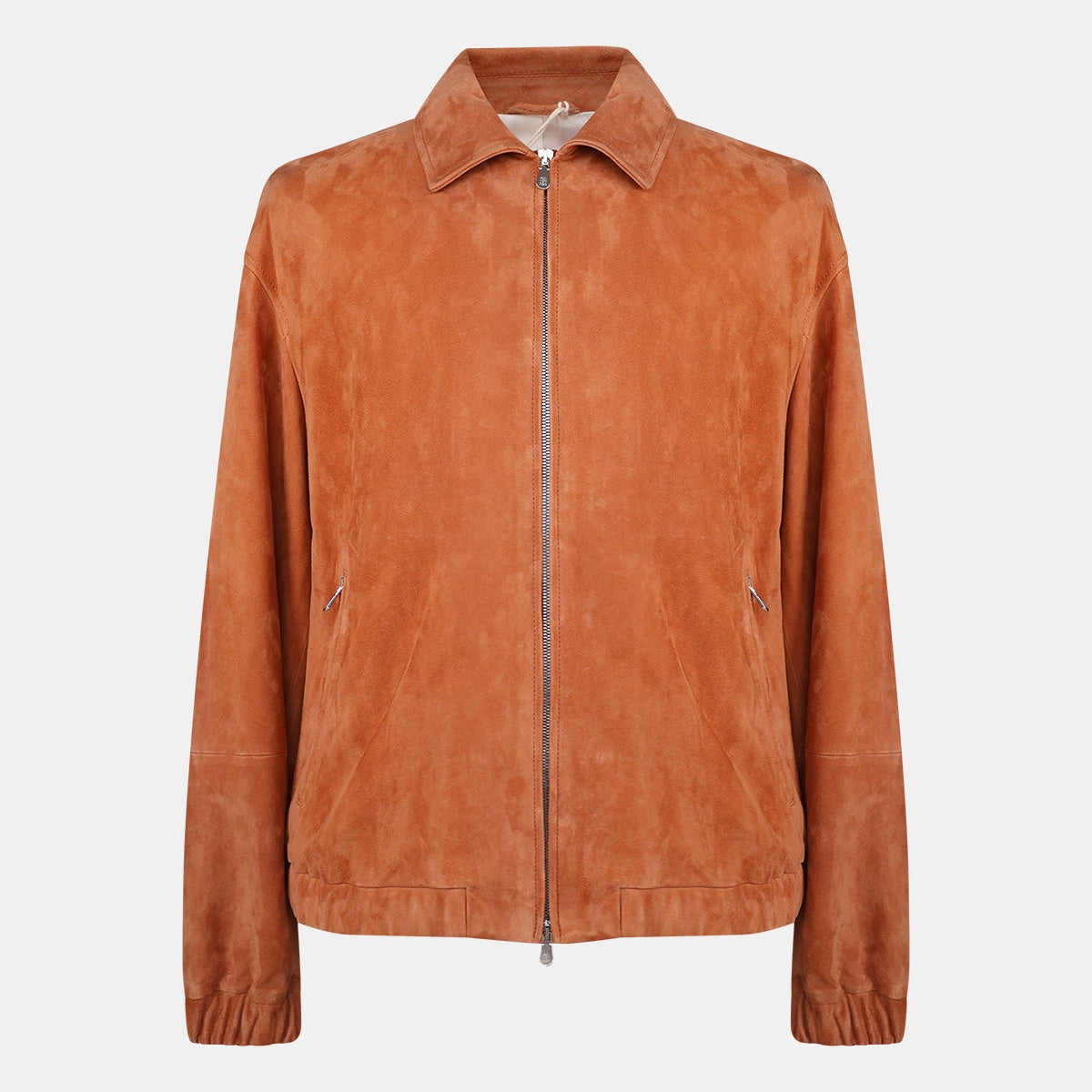 Brunello Cucinelli cognac brown calf leather blouson jacket