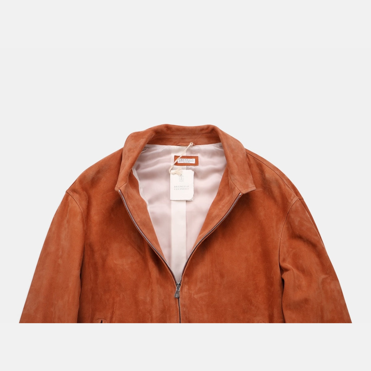 Brunello Cucinelli cognac brown calf leather blouson jacket