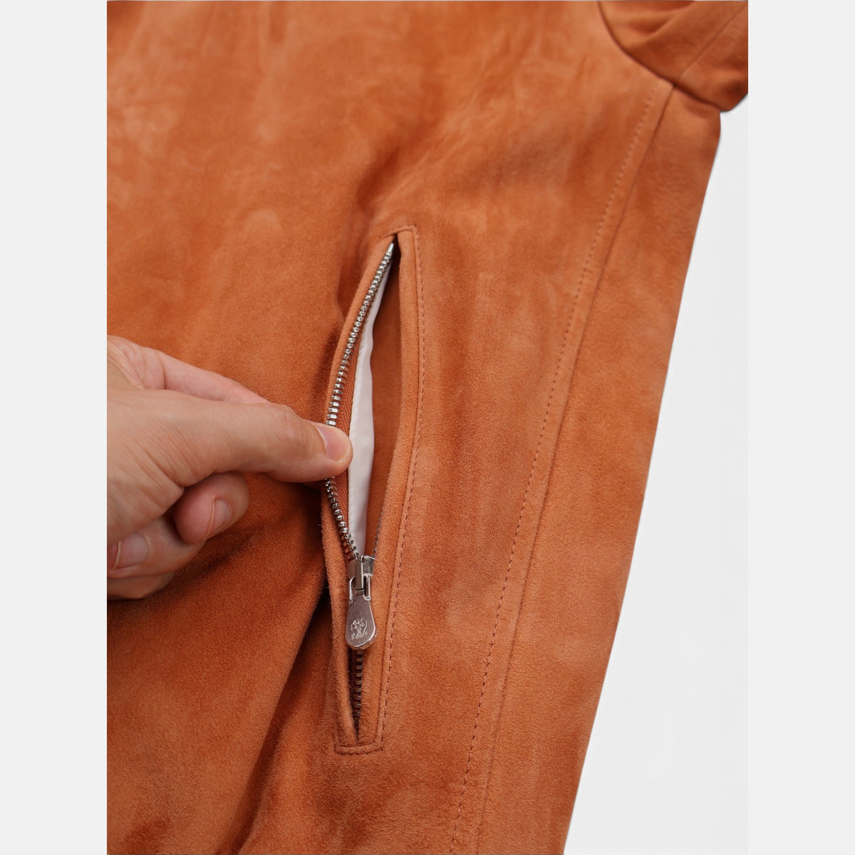 Brunello Cucinelli cognac brown calf leather blouson jacket