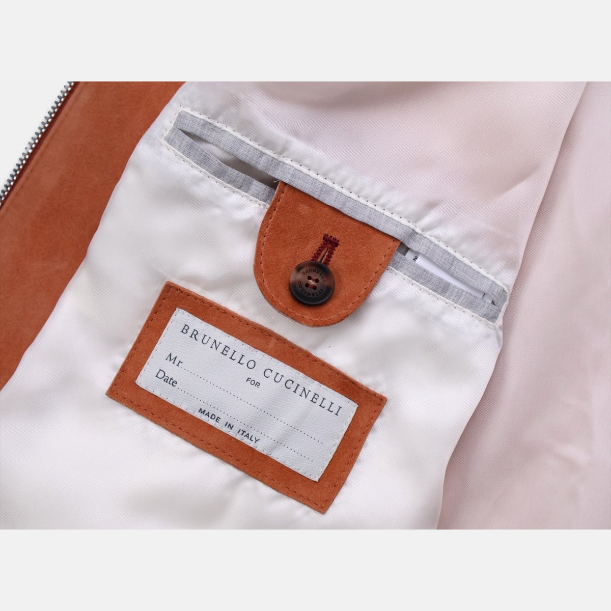 Brunello Cucinelli cognac brown calf leather blouson jacket