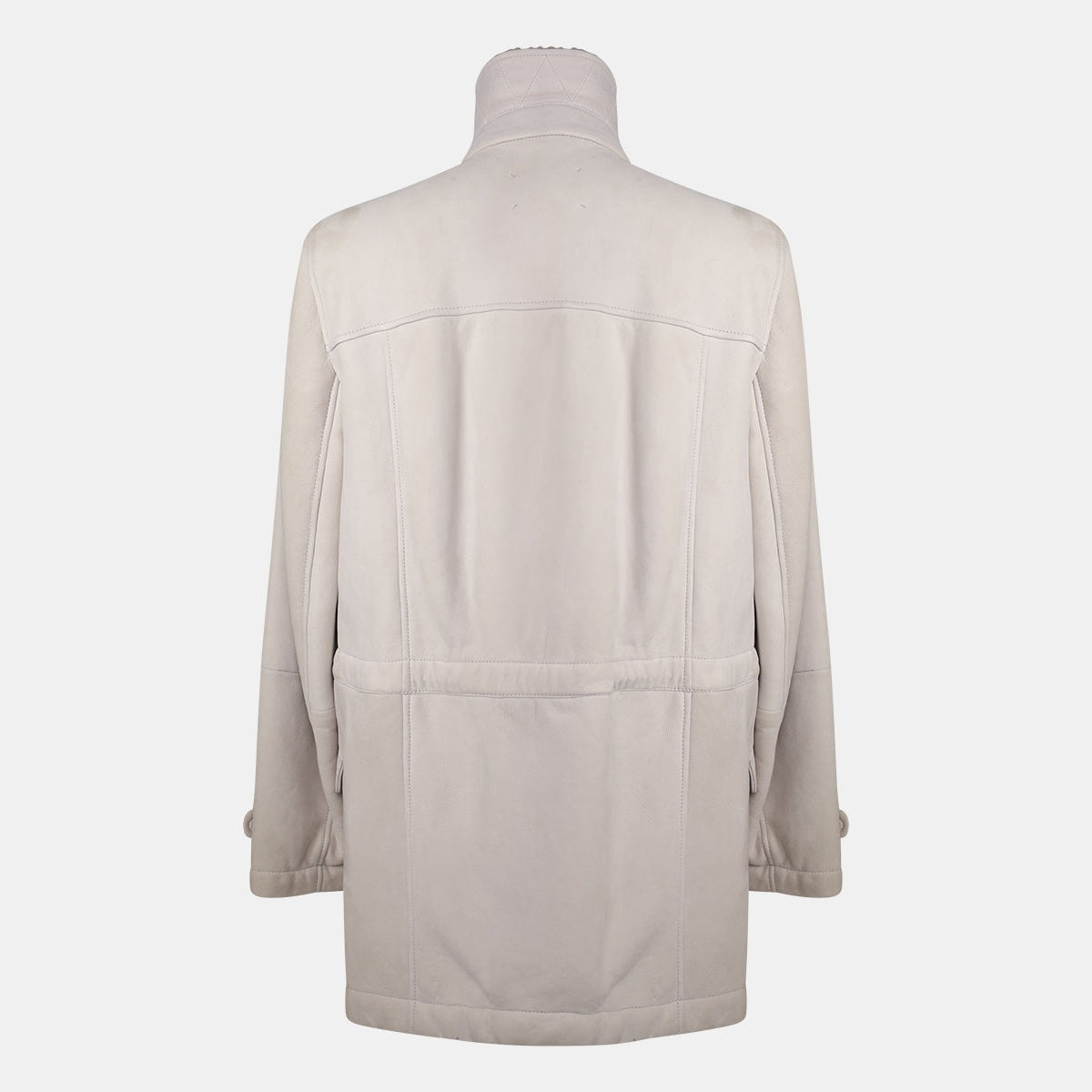 Brunello Cucinelli light beige suede shearling overcoat