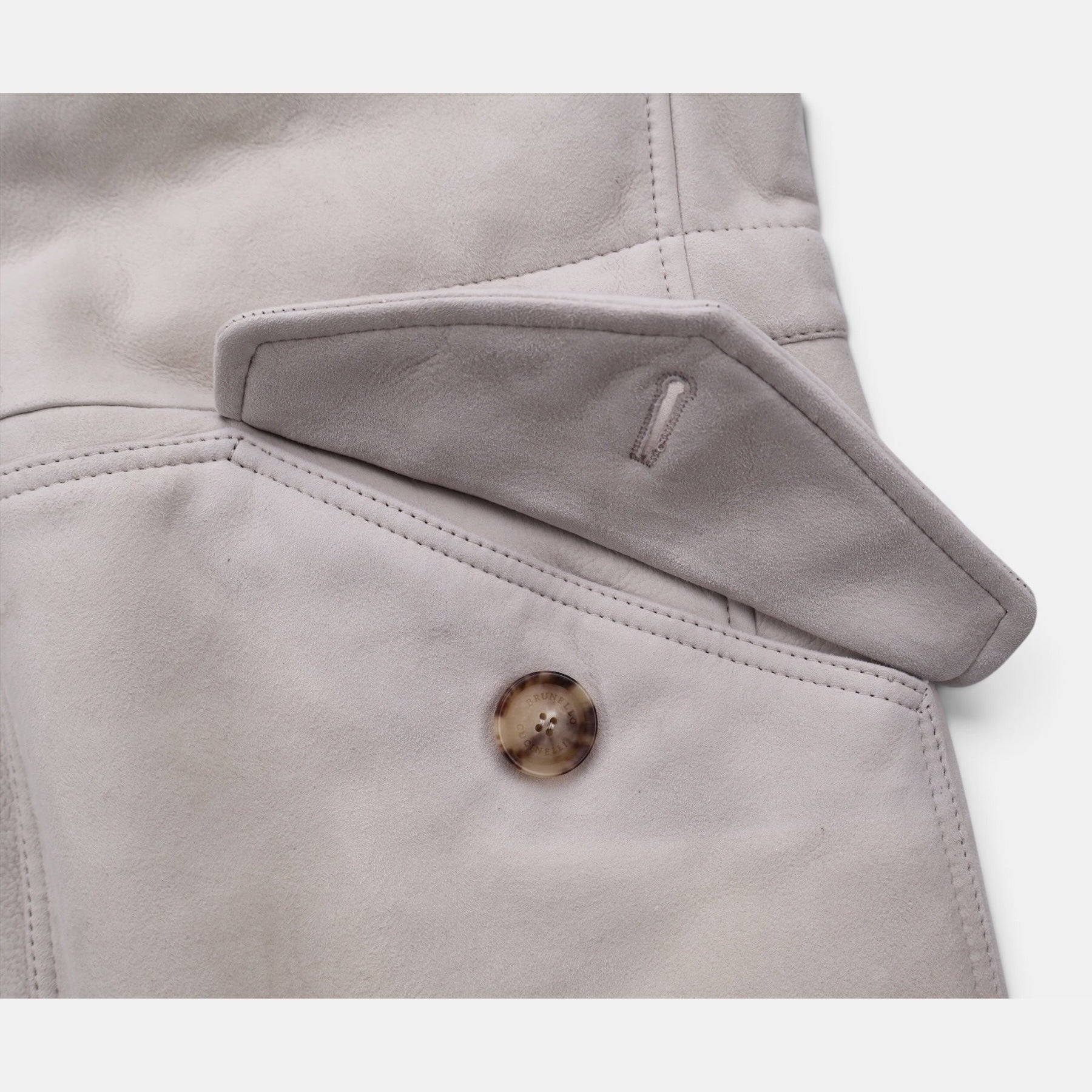 Brunello Cucinelli light beige suede shearling overcoat