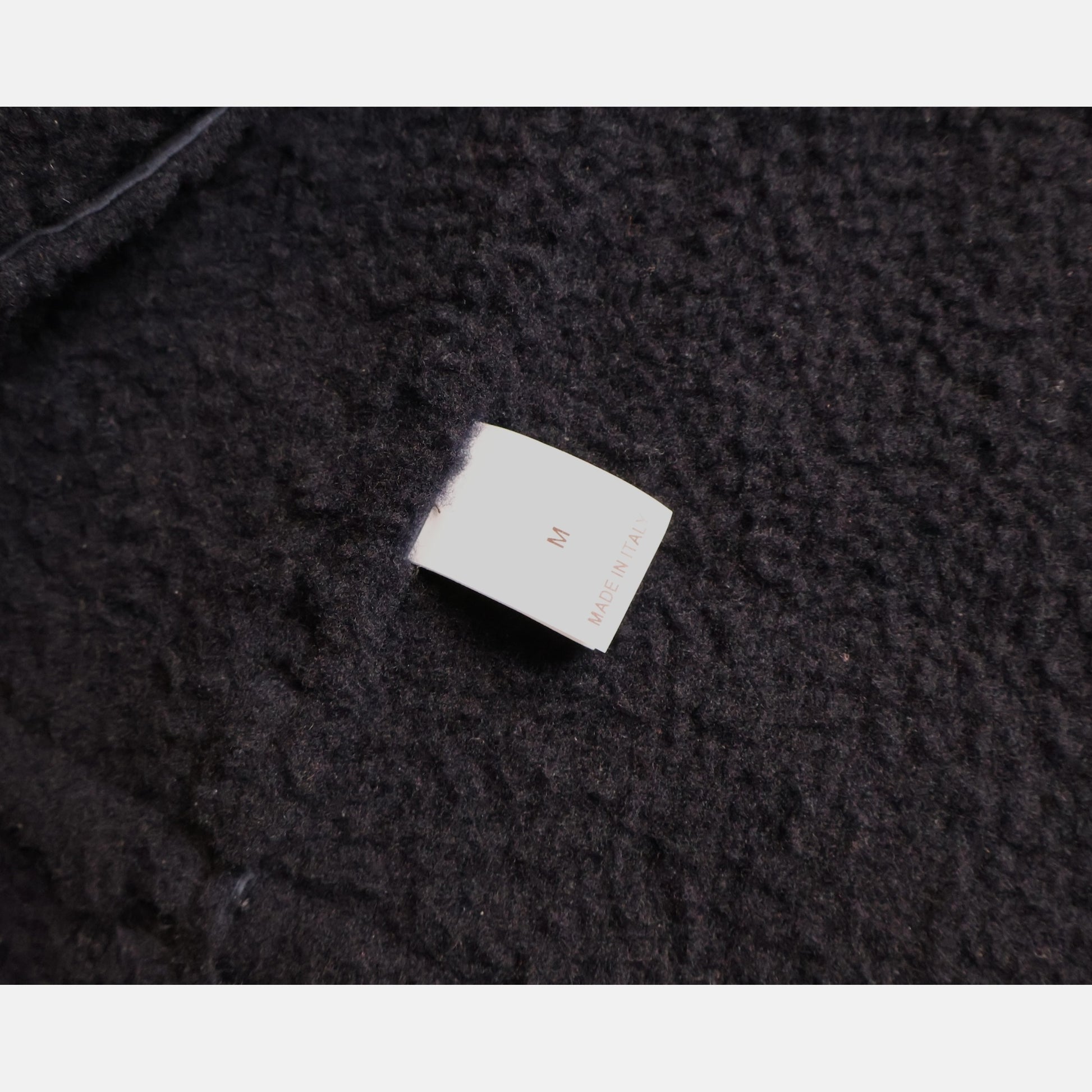 Brunello Cucinelli navy suede shearling field jacket with brown leather trim and belt
