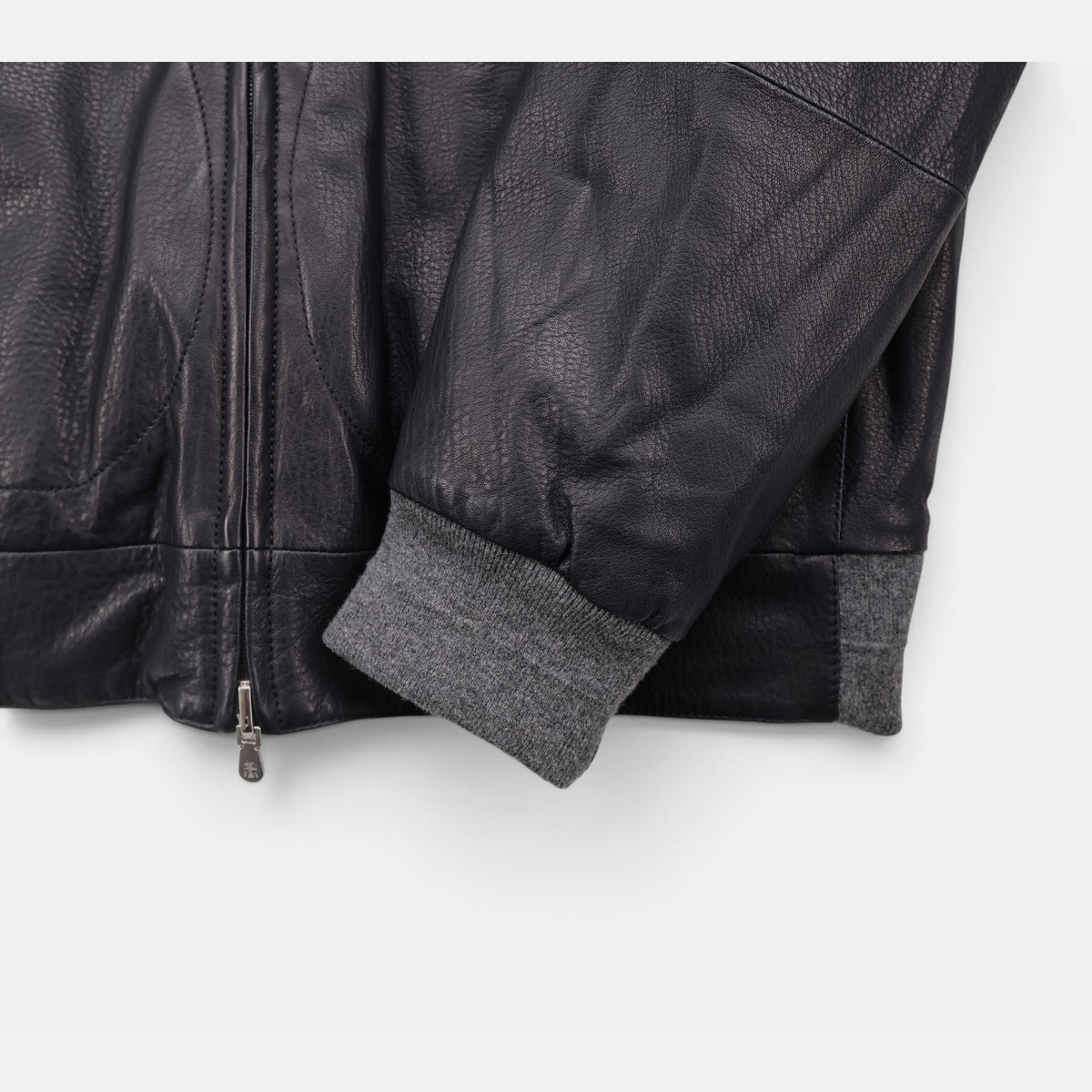 Brunello Cucinelli black and navy reversible hooded bomber jacket in calfskin leather