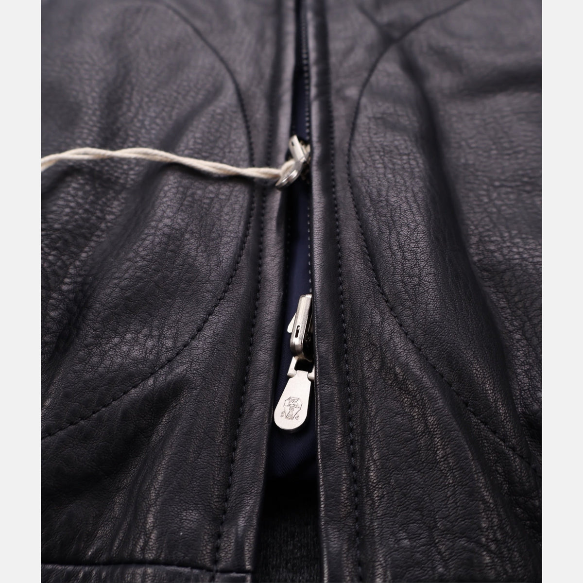 Brunello Cucinelli Calfskin Leather Reversible Hooded Bomber Black Navy (M)