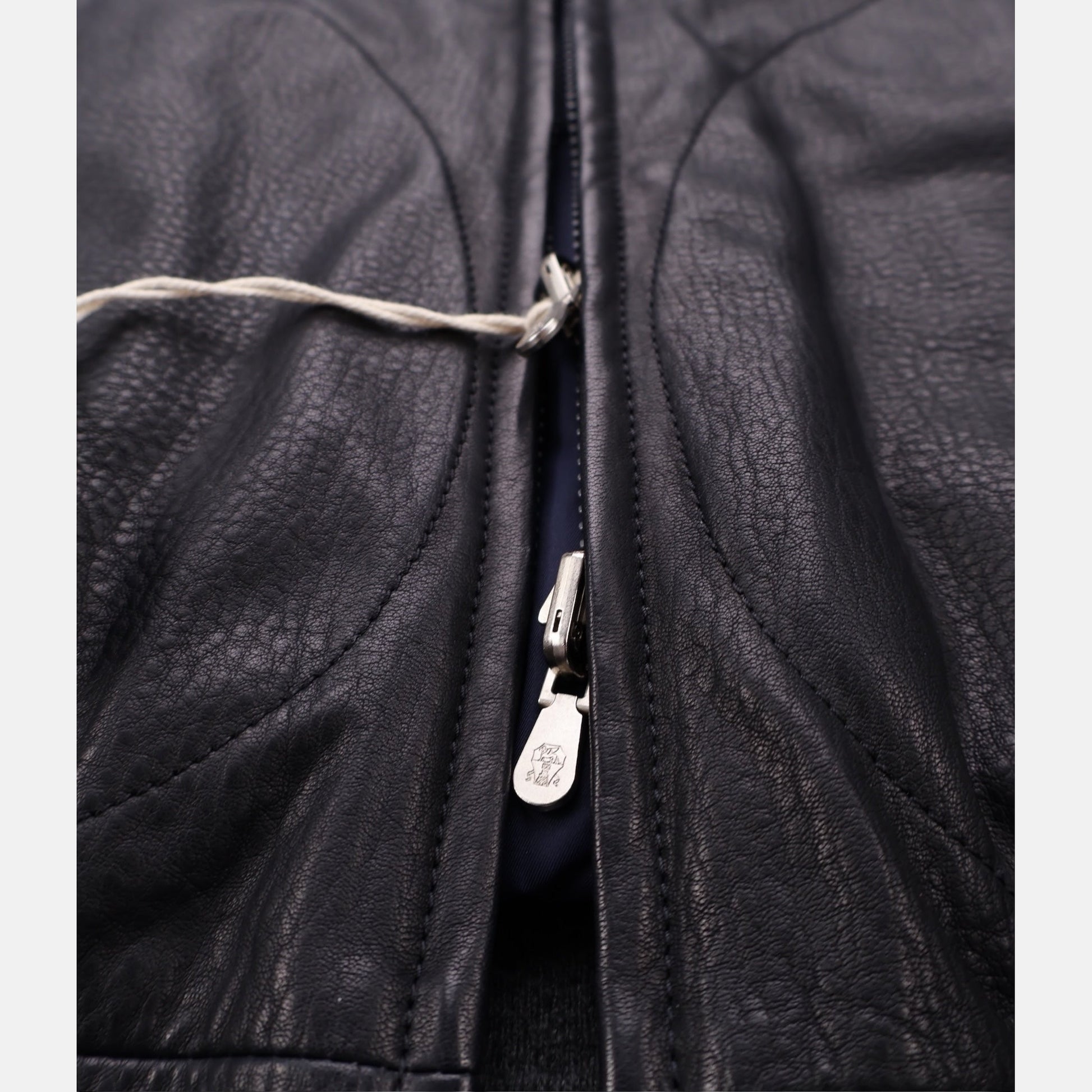 Brunello Cucinelli black and navy reversible hooded bomber jacket in calfskin leather