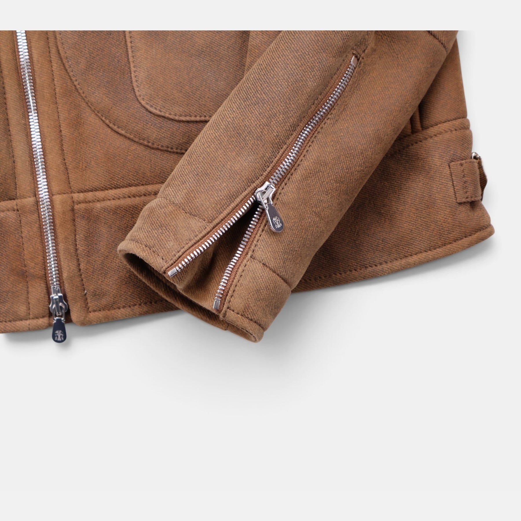 Brunello Cucinelli brown shearling-lined aviator jacket in calf leather